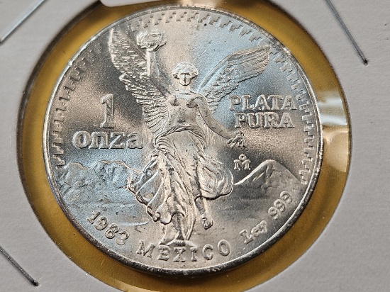 GEM Brilliant Uncirculated 1983 Mexico Silver Onza