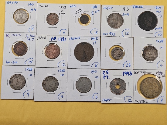 Fifteen Mixed World Coins