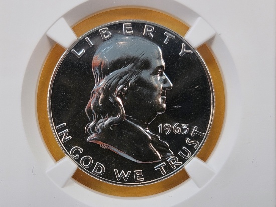 NGC 1963 Franklin Silver Half Dollar in Proof 68