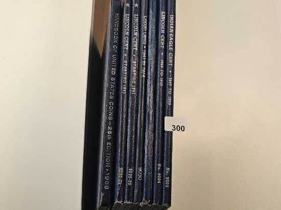 Six Partially Filled US Cent Whitman Albums and Handbook of United States Coins with Premium list