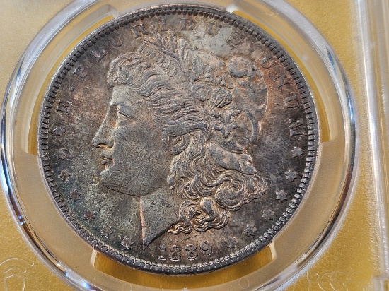 PCGS 1889 Morgan Silver Dollar in Mint State 63