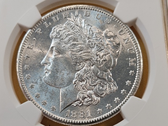 NGC 1881-S Morgan Silver Dollar in Mint State 63