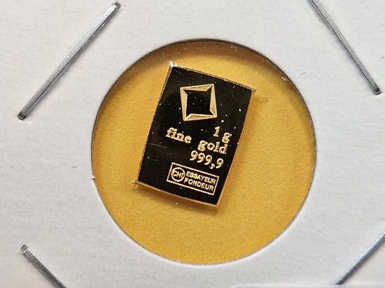GOLD! Valcambi One Gram .999 fine Gold Bar
