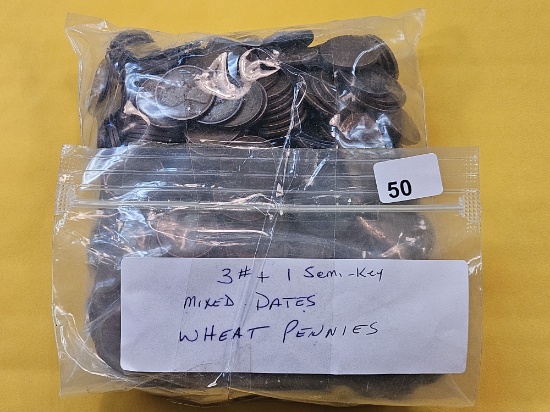 Three Pounds of Circulated Wheat Cents with a Semi Key Date
