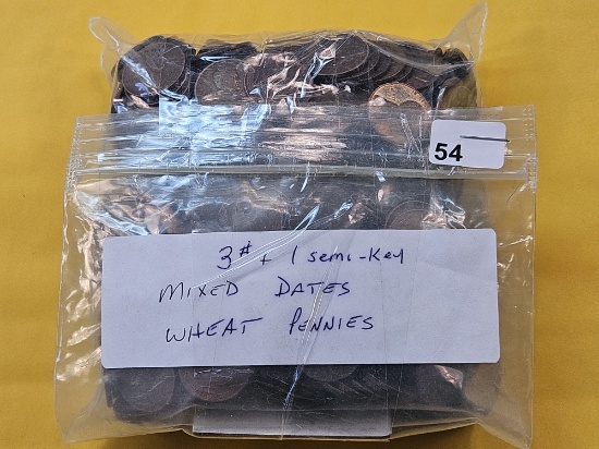 Three Pounds of Circulated Wheat Cents with a Semi Key Date