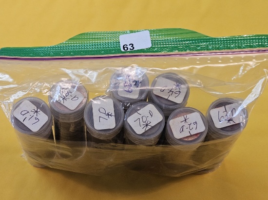 Eight Mixed Year Rolls of Circulated Lincoln Cents. 60's and 70's