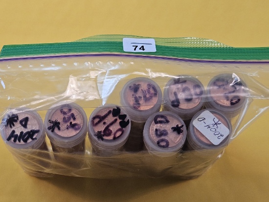 Eight Rolls of Brilliant Uncirculated Shield Cents. 00's and 10's