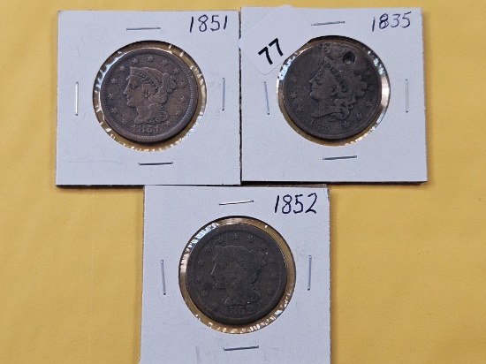 Two Braided Hair and a Coronet Head Large Cent