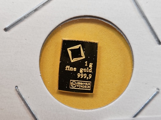 GOLD! Valcambi One Gram .999 fine Gold Bar