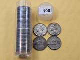One Roll of Circulated Wartime Silver Nickels