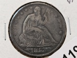 1853 Arrows and Rays Seated Liberty Silver Half Dollar