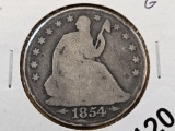 1854 Seated Liberty Silver Half Dollar