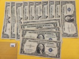 Fifteen Circulated Blue Seal One Dollar Silver Certificates