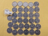 Thirty-three Canadian Quarters