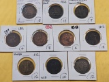 Ten Bank Tokens From Canada and Upper Canadian Provinces