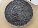 ICG 1859 Seated Liberty Silver Half Dollar in Extra Fine 40 -details