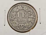 1877 Switzerland Silver One Franc