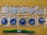 Five Uncirculated 1971-S Blue Pack Eisenhower Dollars