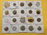 Twenty Mixed Foreign Tokens and Medals