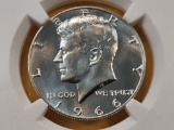 NGC 1966 Kennedy Silver Half Dollar in Mint State 67