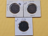 Three Circulated Large Cents