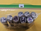 Eight Mixed Year Rolls of Circulated Lincoln Cents. 50's and 60's