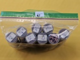 Eight Mixed Year Rolls of Lightly Circulated - Circulated  Lincoln Cents. 80's