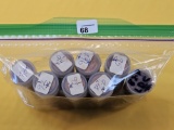 Eight Mixed Year Rolls of Lightly Circulated - Circulated  Lincoln Cents. 80's and 90's