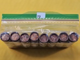 Eight Bank-Wrapped Rolls of Brilliant Uncirculated Lincoln Cents