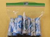 Eight Brilliant Uncirculated Bank-wrapped Rolls of Jefferson Nickels