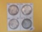 Four Bright AU to BU 1921 and 1921-D Morgan Dollars