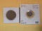 1865 Two Cent piece and 1853 Three Cent Silver Trime