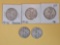 Five mixed Walking Liberty Half Dollars