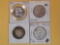 Four mixed silver half dollars