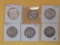 Six mixed silver half dollars
