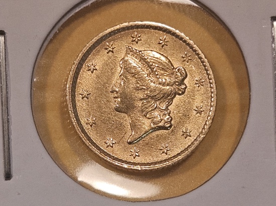 GOLD! Brilliant About Uncirculated PLus 1853 Gold Dollar