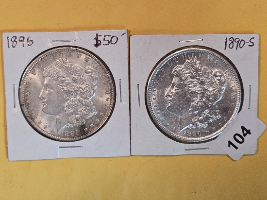 Two Choice Brilliant About Uncirculated plus Morgan Silver Dollars