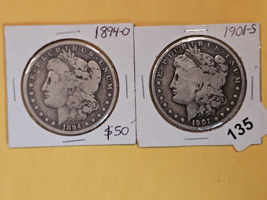 Two Better date Morgan silver Dollars