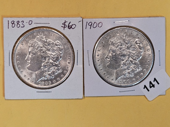 Two Choice Brilliant About Uncirculated plus Morgan Silver Dollars