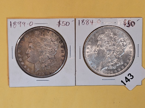 Two Choice Brilliant About Uncirculated plus Morgan Silver Dollars