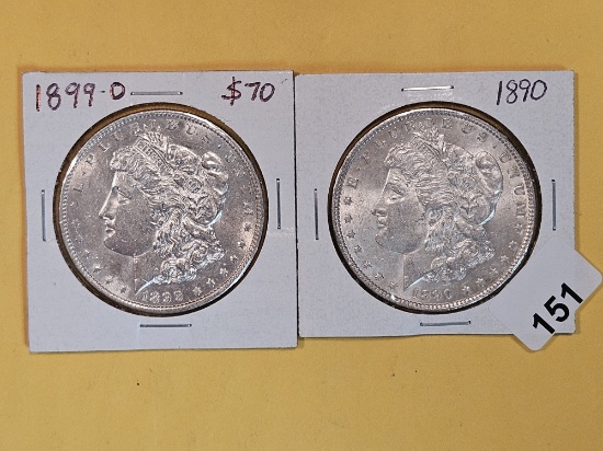 Two Choice Brilliant About Uncirculated plus Morgan Silver Dollars