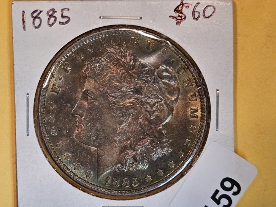 Cool Uncirculated 1885 Morgan Dollar with toning