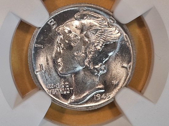 GEM NGC 1945 Mercury Dime in Mint State 66