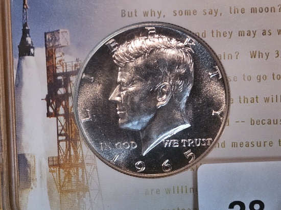 GEM! NGC 1965 SMS silver Kennedy Half Dollar in Mint State 67