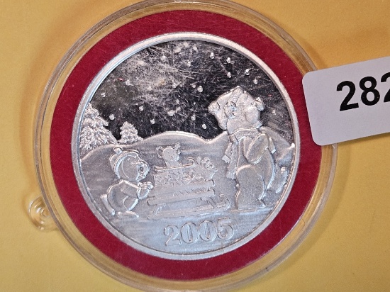 One Troy ounce .999 fine silver Proof art round