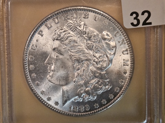 * GEM! ICG 1889 Morgan Dollar in Mint State 65