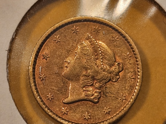 GOLD! Brilliant AU-BU 1852 Gold Dollar