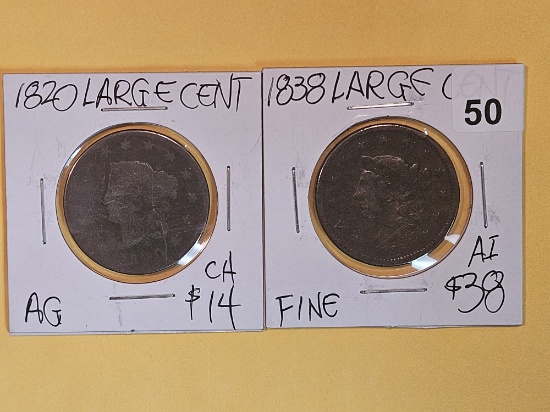 1820 and 1838 Large Cents