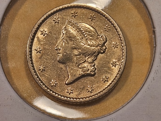 GOLD! Brilliant About Uncirculated 1853 Gold Dollar