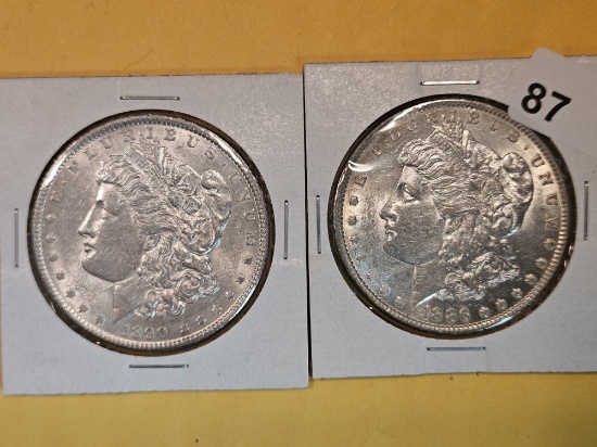 Two Brilliant About Uncirculated plus Morgan Silver Dollars